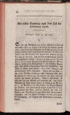 Am ersten Sonntage nach dem Fest der Erscheinung Christi