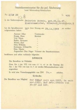 Bareis, Heinrich