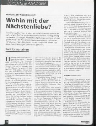 Finnische Entwicklungshilfe: Wohin mit der Nächstenliebe?
