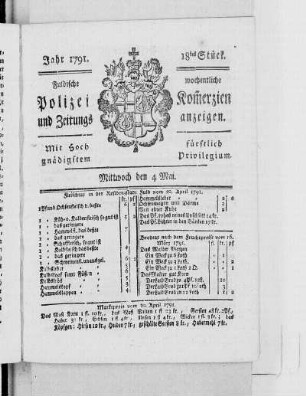 18tes Stück., Ausgabe vom 4. Mai 1791