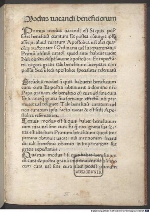 Modus vacandi et acceptandi beneficiorum