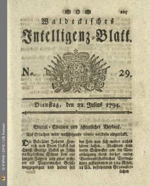 No. 29. Dienstag, den 22. Julius 1794