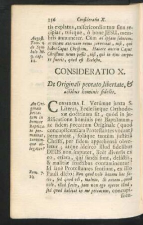 Consideratio X. De Originali peccato, libertate, ...