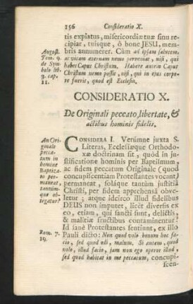 Consideratio X. De Originali peccato, libertate, ...