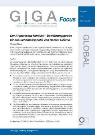 Der Afghanistan-Konflikt : Bewährungsprobe für die Sicherheitspolitik von Barack Obama