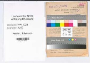 Entnazifizierung Johannes Kuhlen , geb. 15.12.1906 (Schlosser)