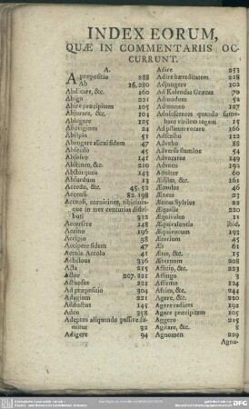 Index Eorum, Quae In Commentariis Occurrunt