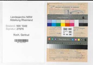 Entnazifizierung Gertrud Koch , geb. 12.01.1890 (Gastwirt)