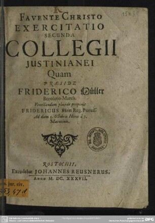 2: Exercitatio ... collegii Justinianei