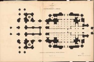 Zentralfriedhof für Berlin, Berlin-Charlottenburg Schinkelwettbewerb 1876: Hauptkapelle: Grundriss Untergeschoss 1:100; Maßstabsleiste