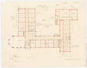 Krankenhaus, Clerf (Clervaux): Erdgeschossgrundriss 1:200 (3. Entwurf)