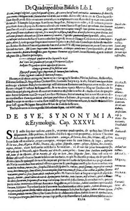 De Sue. Synonymia, & Etymologia. Cap. XXXVI.