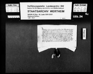 Frater Erchinger, vicarius provincialis des Predigerordens für Deutschland, gewährt dem Prior und den Brüdern des Kartäuserordens in Grünau Gebetsgemeinschaft mit dem Predigerorden in Deutschland.