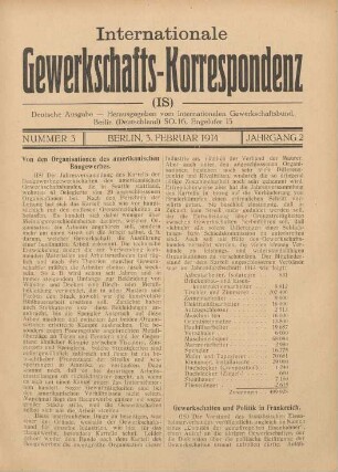 Nummer 3 Berlin, 3. Februar 1914 Jahrgang 2