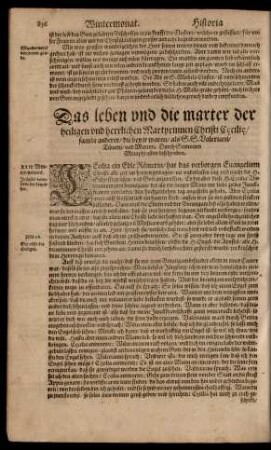 Das leben und die marter der heiligen und herrlichen Martyrerinnen Christi Cecilie/ ...