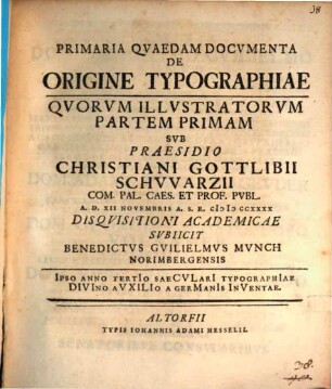 Primaria quaedam documenta de origine typographiae