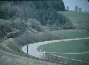 Metlangen Zug N 6618 GD-GP Schienenbus Baureihe 797 Beiwagen Baureihe 997 Telegrafenleitung Pfeifsignal