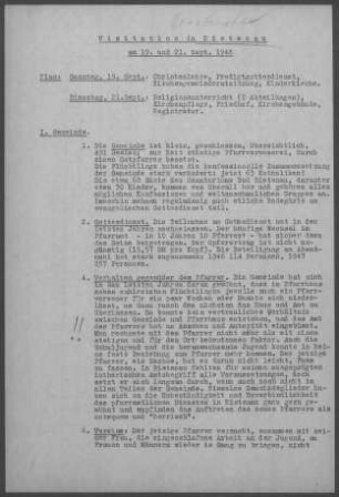 Rietenau: Visitationsbericht mit Pfarrbericht 1948