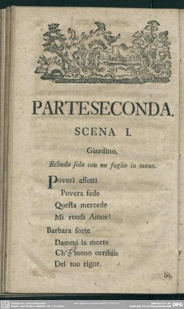 Parte Seconda / Zweyter Theil
