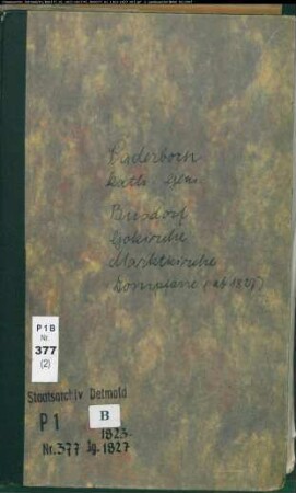 Kirchenbuchduplikat der katholischen Gemeinden in Paderborn, Kreis Paderborn (GHT 1823-1827) (Gemeinde: Katholische Gemeinden Paderborn )