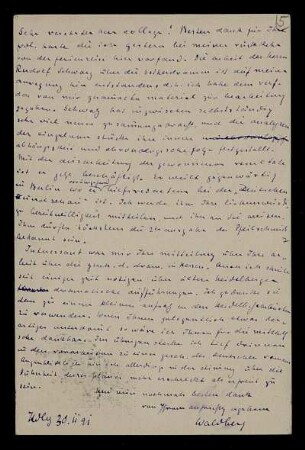Nr. 5: Postkarte von Max von Waldberg an Edward Schröder, Heidelberg, 30.11.1891