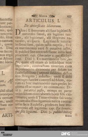 Articulus I. De diversitate liberorum.