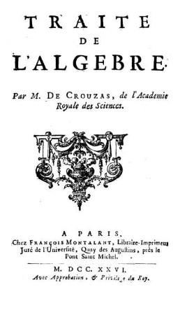 Traité de l'algèbre