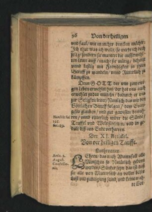 Der XI. Artickel. Von der heiligen Tauffe.