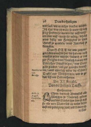 Der XI. Artickel. Von der heiligen Tauffe.