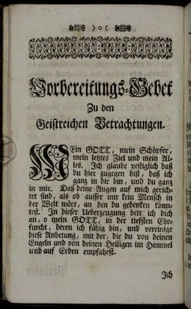Vorbereitungs-Gebet zu den geistreichen Betrachtungen.
