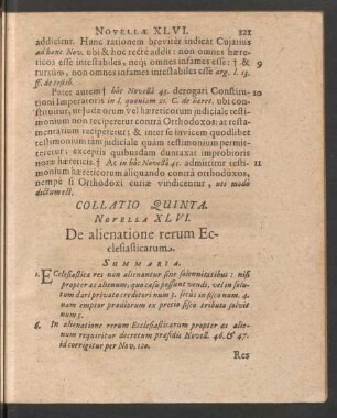 Collatio Quinta. Novella XLVI. - LXXI.