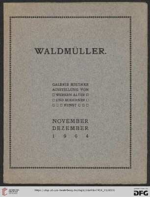 Waldmüller : November, Dezember 1904