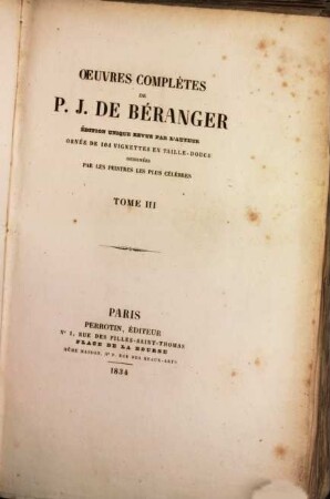 Oeuvres complètes de P. J. de Béranger, 3