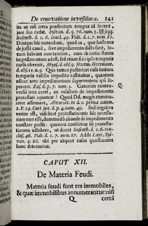 Caput XII. De Materia Feudi.
