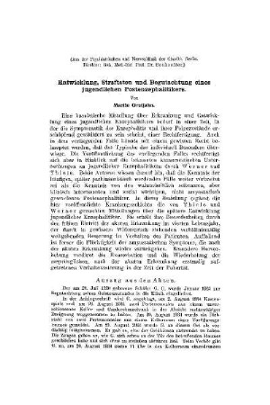 Entwicklung, Straftaten und Begutachtung eines jugendlichen Postenzephalitikers