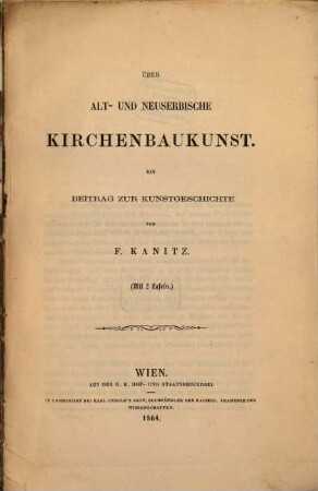 Über alt- und neuserbische Kirchenbaukunst : ein Beitrag zur Kunstgeschichte ; mit 2 Tafeln