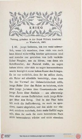 Dritter Vortrag. Krieg