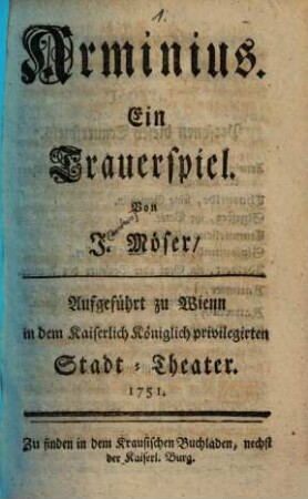Arminius : Ein Trauerspiel