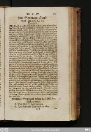 Am Sonntage Oculi. Text Luc. XI, 14 - 28.