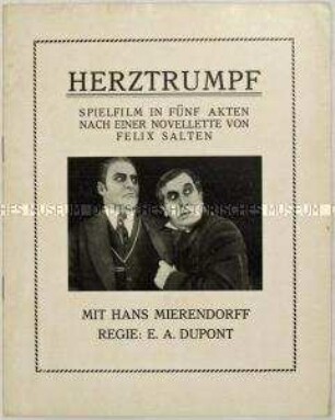 Programmheft zu dem deutschen Spielfilm "Herztrumpf"