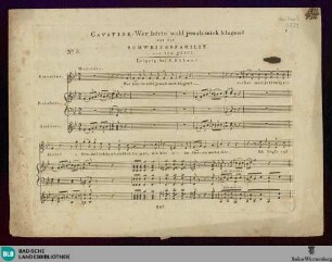 Cavatine: Wer hörte wohl jemals mich klagen? aus der Schweizerfamilie : No. 3