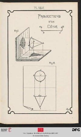 Pl. XLVI Projections d’un Cône [Horizontal im Raum]