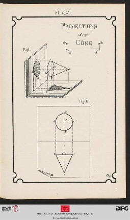 Pl. XLVI Projections d’un Cône [Horizontal im Raum]