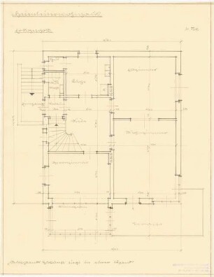 Jugenderholungsheim Schinkelwettbewerb 1943: Heimleiter-Wohnhaus. Grundriss Erdgeschoss 1:50