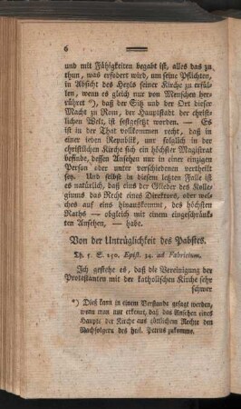 Von der Untrüglichkeit des Pabstes