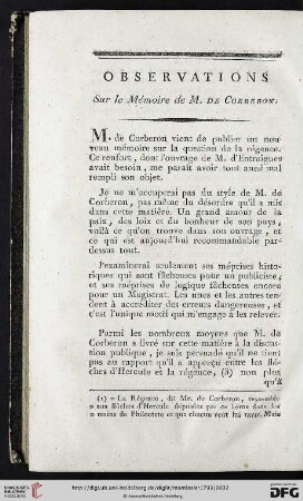 Observations sur le Mémoire de M. de Corberon
