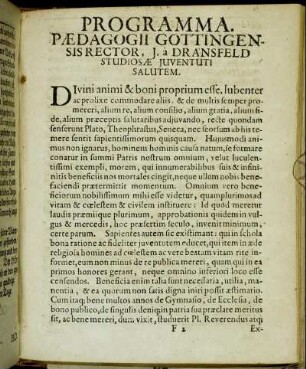 Programma. Pædagogii Gottingensis Rector, [...]
