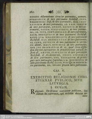 Cap. V. De Exercitio Religionis Christianae Publico, Sive Liturgia