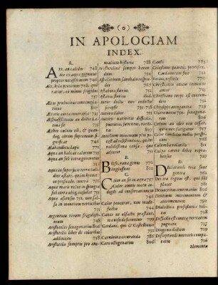 In Apologiam Index.