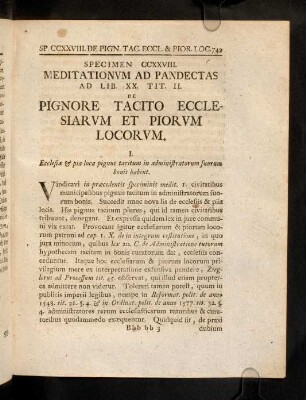 749-755, Sp. 228. De Pignore tacito acclesiarum & ...